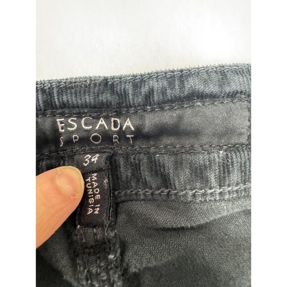 Escada Sport Leyla Corduroy Bootcut Pants Black Grunge Cropped Size 34 26" Waist - Picture 9 of 12
